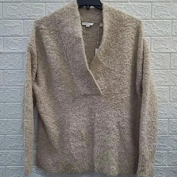 NWT Vince Crimped Shawl Sweater Oatmeal SZ Large cashmere/ merino wool/ acrylic - Picture 1 of 7